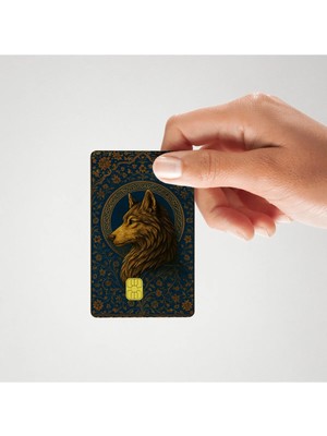 Huggy Craft Bozkurt Mavili Türk Işlemeli Desen Parlak Kredi/banka Kart Kaplama Sticker (Yüksek Kalite)