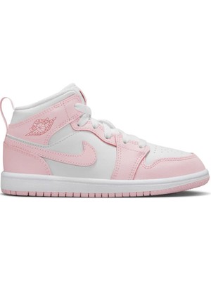 Nike Air Jordan 1 Mid Ps Leather Unisex Sneaker Hakiki Deri Günlük Spor Ayakkabı Beyaz Pembe