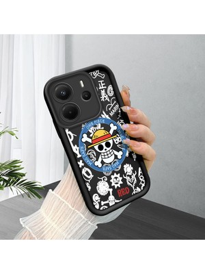 HONTINGA Xiaomi Redmi Note 14 ile Uyumlu Kılıfı Düşüme Önleyici Basitlik Anti Düşme Kamera Korumali Siyah Yaratıcılık Desen Yumuşak Silikon Telefon Kılıfı Kadın ve Erkek Için Uygundur K2-0461
