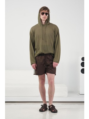 Giesto Dökümlü Haki Keten Triko Sweatshırt