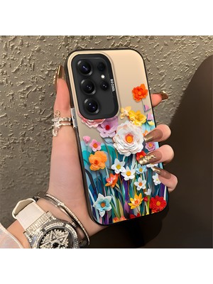 HONTINGA Samsung Galaxy S25 Ultra ile Uyumlu Kılıfı Silikon Kenar Sert Arka Düşüme Önleyici Basitlik Anti Düşme Kamera Korumali Çiçek Desen Telefon Kılıfı Kadın ve Erkek Için Uygundur K1-0859