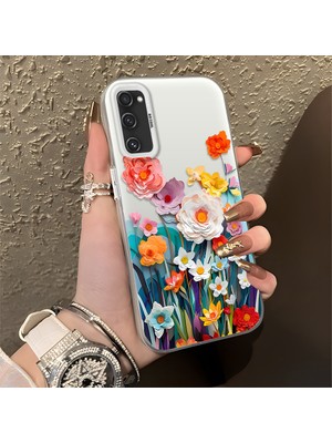 HONTINGA Samsung Galaxy S20 Fe ile Uyumlu Kılıfı Silikon Kenar Sert Arka Düşüme Önleyici Basitlik Anti Düşme Kamera Korumali Çiçek Desen Telefon Kılıfı Kadın ve Erkek Için Uygundur K1-0859