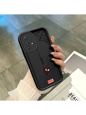 HONTINGA Samsung Galaxy A52S ile Uyumlu Kılıfı Düşüme Önleyici Basitlik Anti Düşme Kamera Korumali Siyah Spider Desen Yumuşak Silikon Telefon Kılıfı Kadın ve Erkek Için Uygundur K2-0455