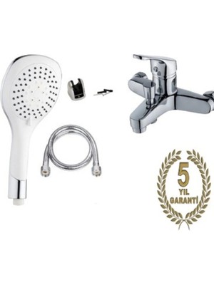 Moonshop Duş Seti 3 Foksiyonlu Beyaz Creavit Duş Başlığı Banyo Bataryası 5 Yıl Garantili