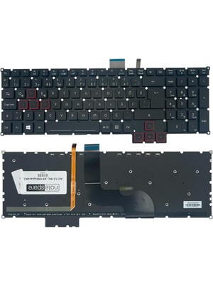 Notespare Acer ile Uyumlu Predator G5-793-554G, G5-793-5747, G5-793-70EL Notebook Işıklı Klavye Siyah Tr