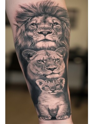 Dövme Kutusu Geçici Dövme | Aslan Kral Ailesi Tasarımı – Krallığın, Ailenin ve Gücün Simgesi