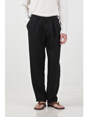 Giesto Dokulu Klasik Siyah Pilili Pantolon