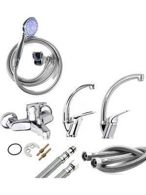 Moonshop New 5 Yıl Garantili Bat Seti 4 Lü Banyo-Lavabo-Mutfak-Duş Seti Aç Kapa Batarya.