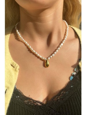 Spossy Silver Jewelry Gerçek Inci Damla Kolye