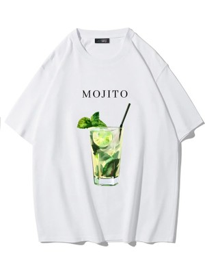 Brz Collection Unisex Oversize Mojito T-Shirt (Beyaz)