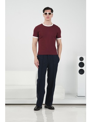 Giesto Kontrast Biyeli Klasik Lacivert Pantolon