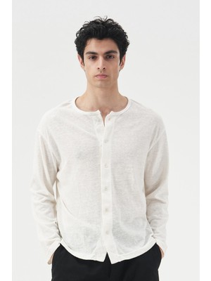 Giesto Dökümlü Örme Beyaz Gömlek