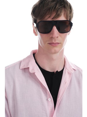 Giesto Oversıze Dökümlü Pembe Keten Gömlek