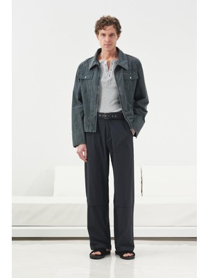 Giesto Efektli Fermuarlı Antrasit Ceket