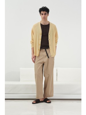 Giesto Hafif Ince Örgülü Sarı Triko Hırka