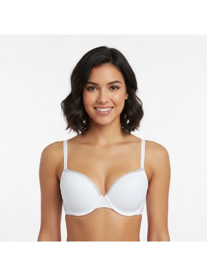 Bonbon Kadın Taş Baskılı Desteksiz Takma Askılı Beyaz Renk Sütyen BB2348