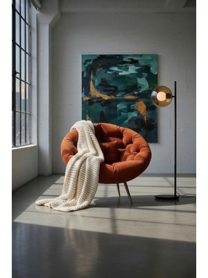 AVYNA Premium & Ergonomik ve Şık Berjer Tekli Koltuk | Modern Tasarım & Üstün Konfor | Yastıklı | Turuncu