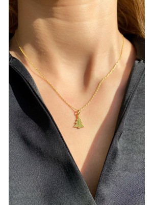 Spossy Silver Jewelry Yılbaşı Temalı Çam Ağacı Kolye