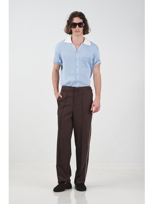 Giesto Kontrast Biyeli Klasik Kahverengi Pantolon