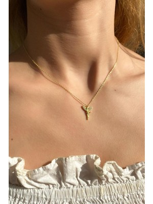 Spossy Silver Jewelry 925 Ayar Gümüş, Gold, Tinker Bell, Peri Kolye, Sevgililer Günü, SPK1161