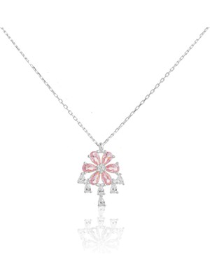Spossy Silver Jewelry Sallantılı Çiçek Kolye
