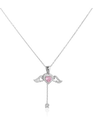 Spossy Silver Jewelry Melek Kanatlı Sallantılı Kolye