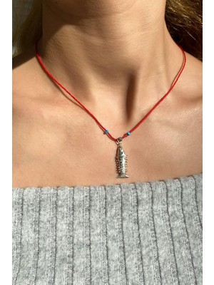 Spossy Silver Jewelry Ipli Balık Kolye