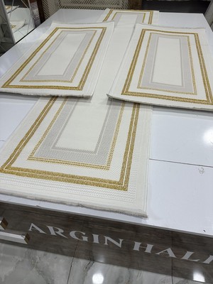 Armoni Yatak Odası 3'lü Halısı Gold Renk Argın Halı