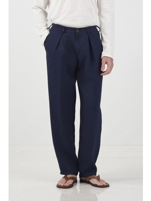Giesto Dokulu Klasik Lacivert Pilili Pantolon