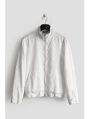 Giesto Fermuarlı Baskılı Beyaz Ceket