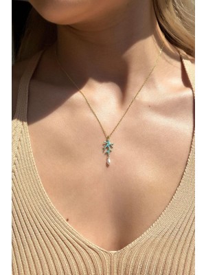 Spossy Silver Jewelry Incili Mercan Kolye