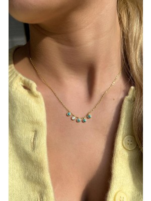 Spossy Silver Jewelry 5li Firuze Taşlı Kolye