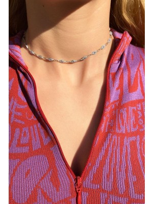 Spossy Silver Jewelry Göz Choker Kolye