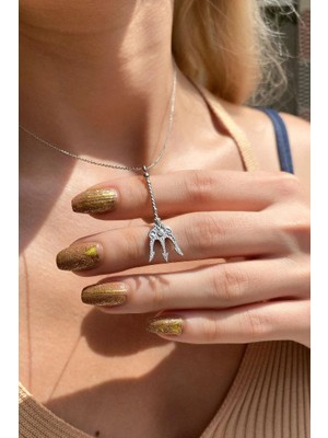 Spossy Silver Jewelry Poseidon'nun Üç Dişli Mızrak (Trident) Kolye