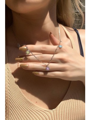 Spossy Silver Jewelry Renkli Mineli Kolye