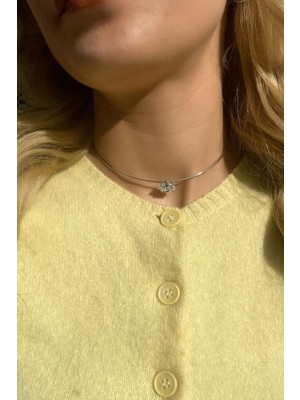 Spossy Silver Jewelry Badem Taşlı Choker Kolye