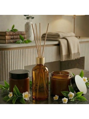 MumvemuM 3 Lü Set Çay Kokulu Bambu Çubuklu Oda Kokusu ve Çay Kokulu Mumlar