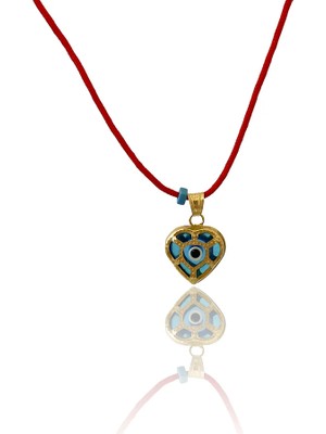 Spossy Silver Jewelry Kalp Nazar Cam Göz Ipli Kolye
