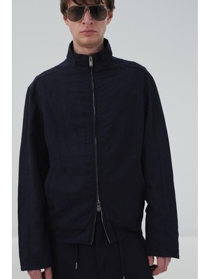 Giesto Fermuarlı Baskılı Lacivert Ceket