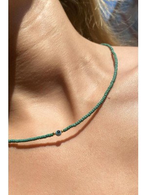 Spossy Silver Jewelry Doğal Taşlı Nazar Gözlü Choker Kolye