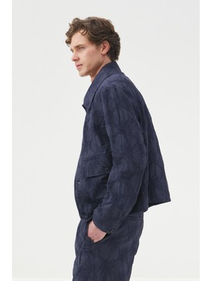 Giesto Desenli Lacivert Ince Ceket