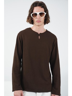 Giesto Britli Uzun Kollu Kahverengi T-Shırt