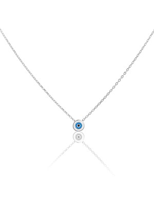 Spossy Silver Jewelry Minimal Yuvarlak Nazar Göz Kolye