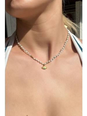 Spossy Silver Jewelry Gerçek Inci, Göz Kolye