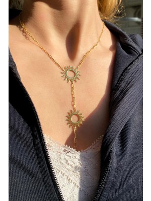 Spossy Silver Jewelry Sallantılı 3lü Güneş Kolye