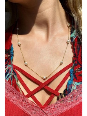 Spossy Silver Jewelry Yuvarlak Inci Kolye