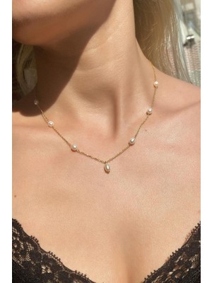 Spossy Silver Jewelry Araları Gerçek Inci Zarif Kolye
