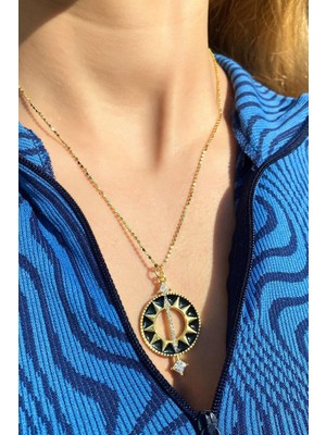 Spossy Silver Jewelry Mineli Yuvarlak Ok Tasarım Top Zincirli Kolye