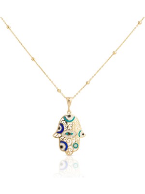 Spossy Silver Jewelry Fatma Ana Eli Nazar Kolye