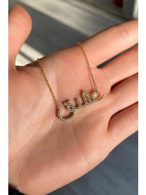 Spossy Silver Jewelry Arapça Aşk Yazılı Kolye